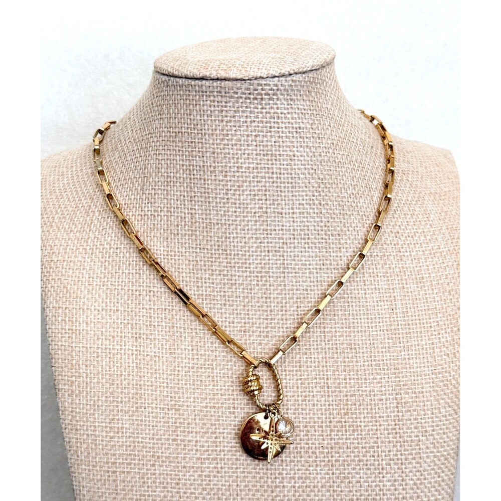 Ettika 18k Gold Plated Paperclip Chain Celestial Star Starfish Charm Necklace
